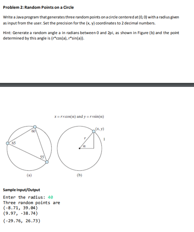 using Eclipse/Java, check attached file for question Problem 2: Random Points on