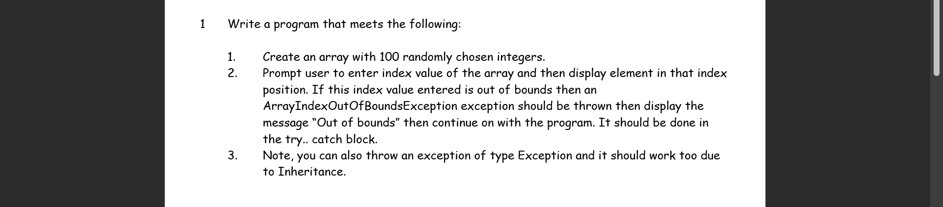 in java please 1 Write a program that meets the following: 1.