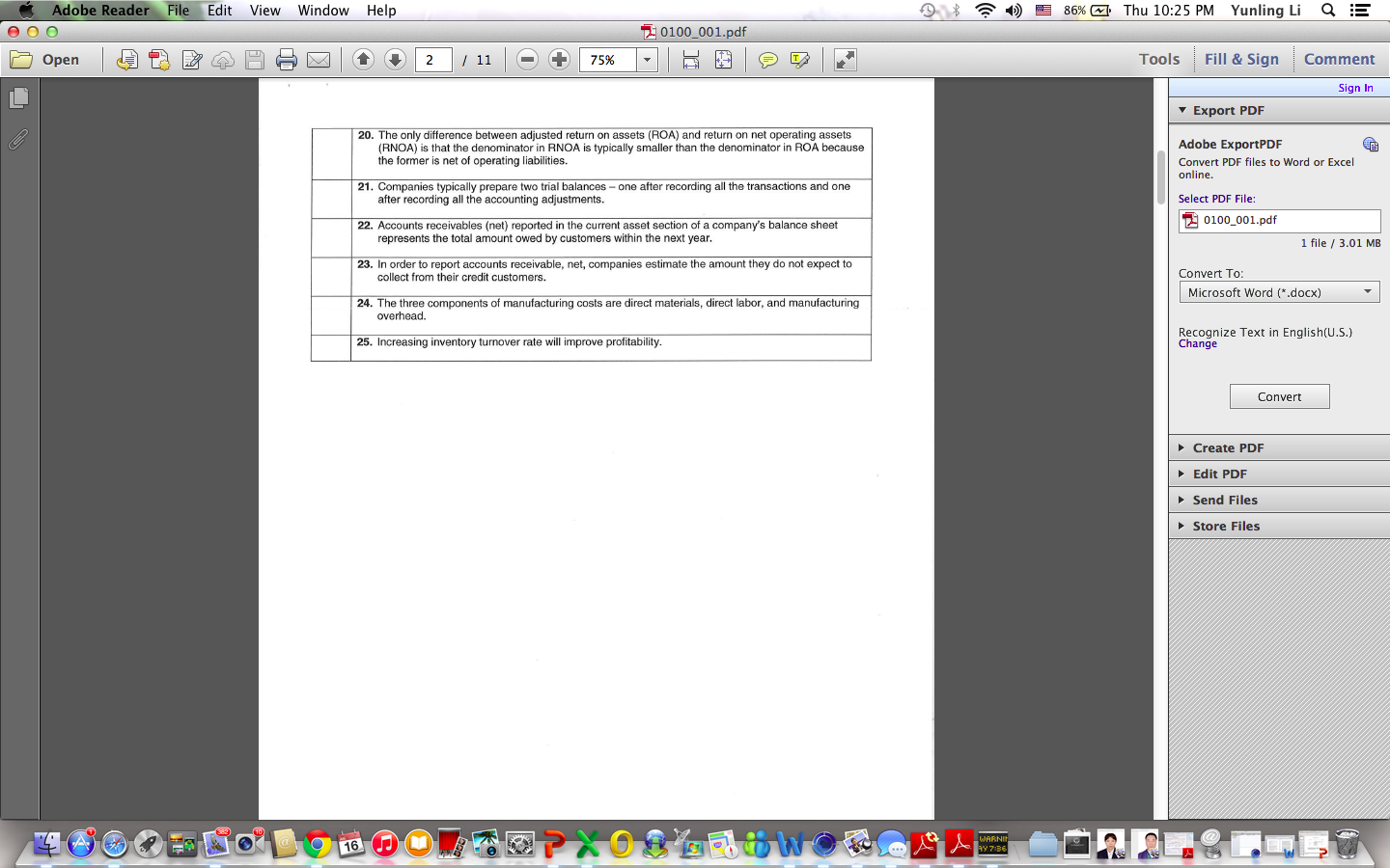 True False (25 pts) Shareholders d nd financial info profitability and k