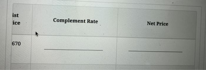 the net price, using the complement method. Problems 1, 2 and 3: