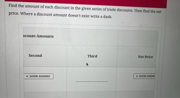 using the discount method. Problems 4,5 and 6: Find the complement rate