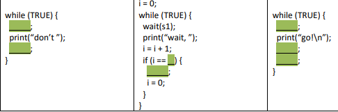 a computer system. Each of the processes continuously prints a message. Your