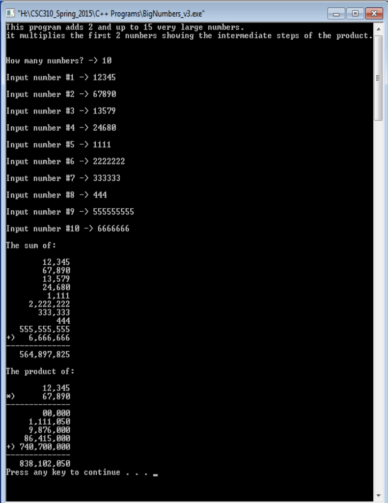 Write a program that ADD accurately two or more (up to 11)