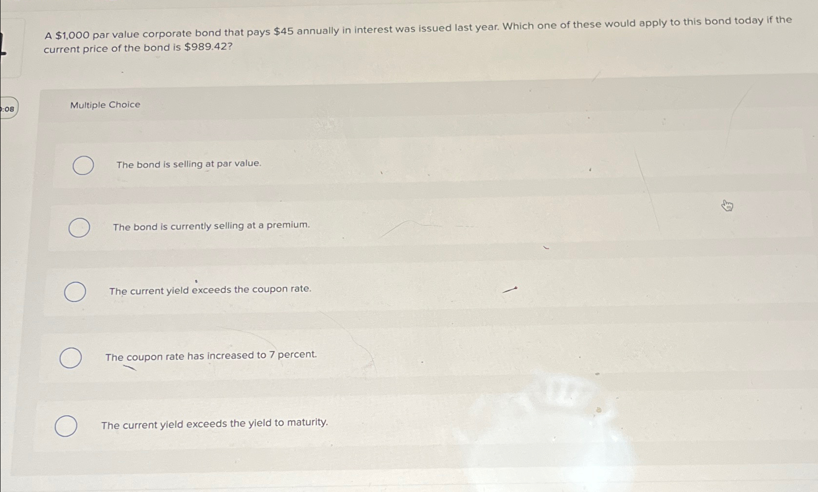  A $1,000 par value corporate bond that pays $45 annually in