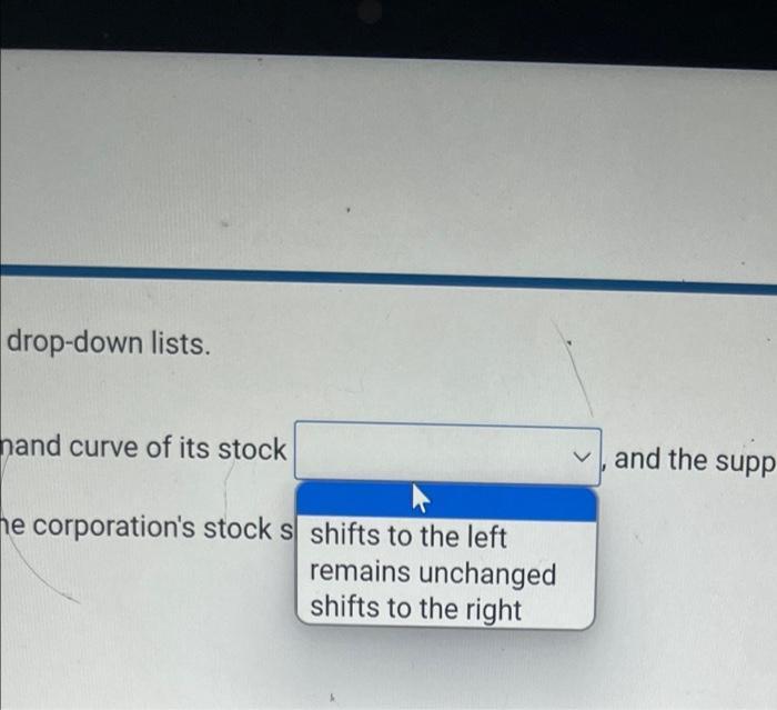 the drop down linte If financial investors expect a corporation's profits to