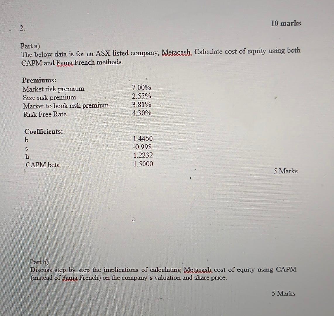  How would you do this? Part a) The below data is