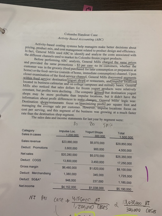  Colombo Handout Case Activity Based Accounting (ABC) Activity-based costing systems help
