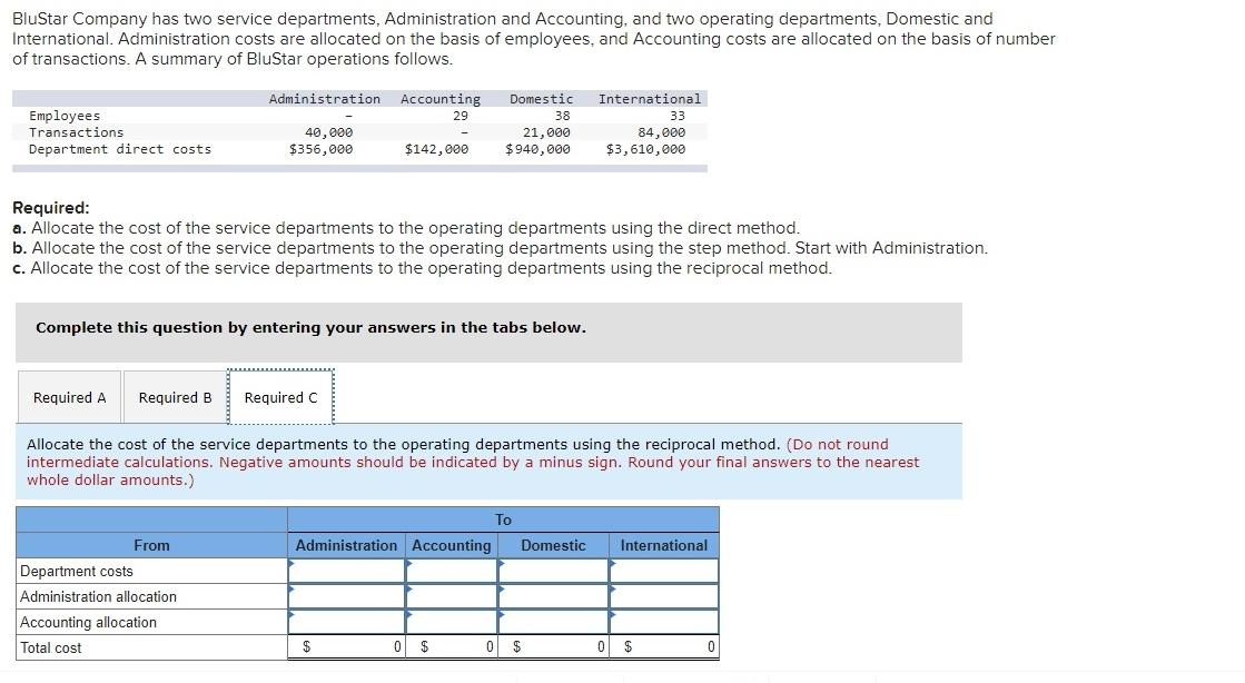 I only need solution C please with detailed explanation... BluStar Company has