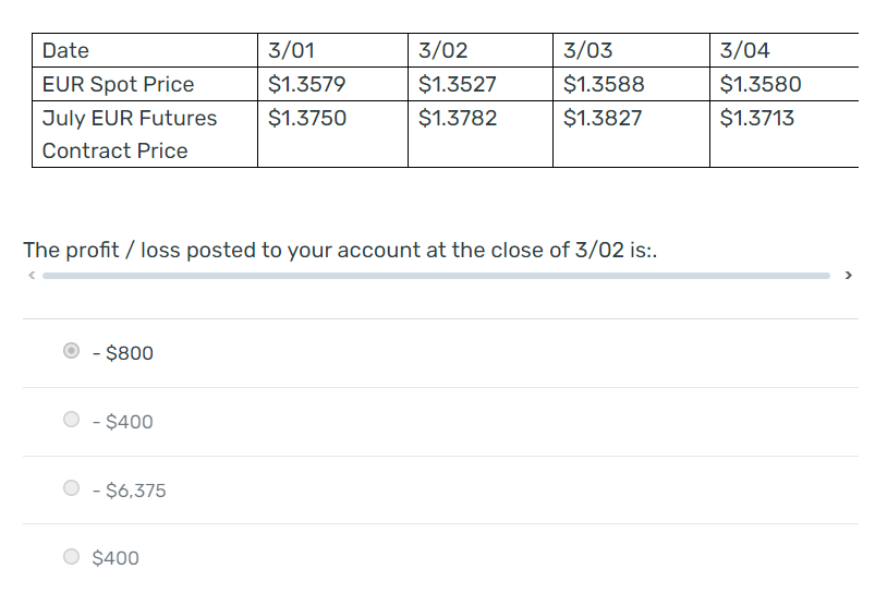  Please answer the next question based on the closing July futures