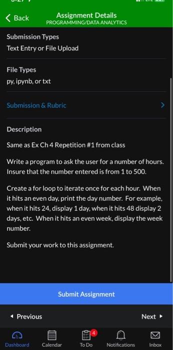  python code Assignment Details BaCk PROGRAMMING/DATA ANALYTICS Submission Types Text Entry