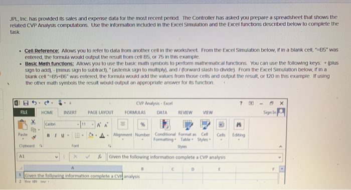 JPL, Inc. has provided its sales and expense data for the