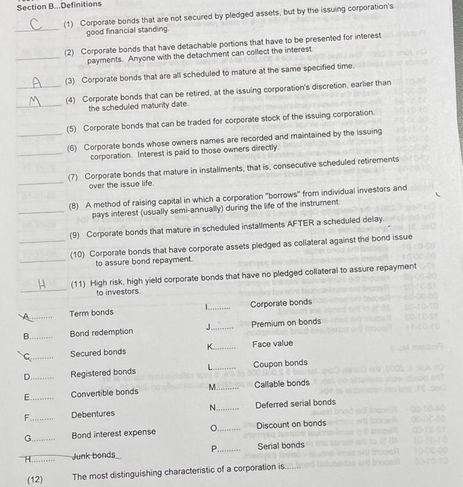  Section B... Definitions c (1) Corporate bonds that are not secured
