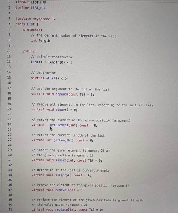 int getlength() const override; I/ return the maximum size of the list