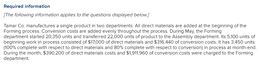 can you help me finish this problem? Required information [The following information