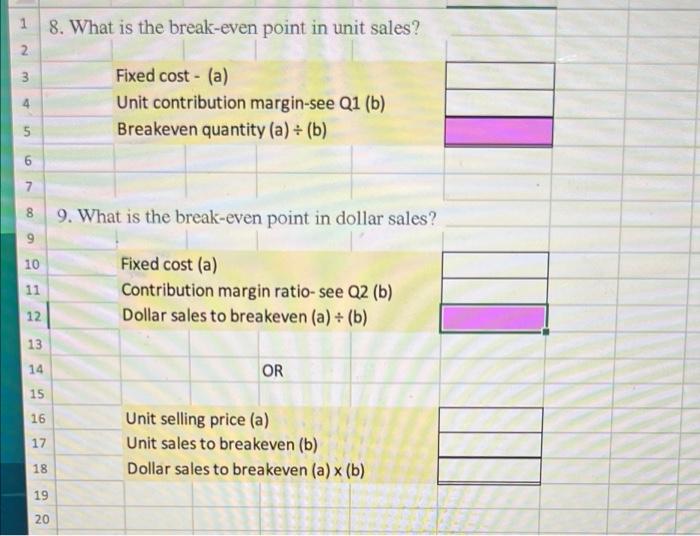 income statement based on a sales volume of 1,000 units (the relevant