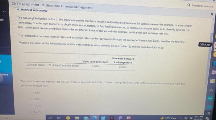 can you answer these questions Ch 17: Assignment - Multinational Financial Management