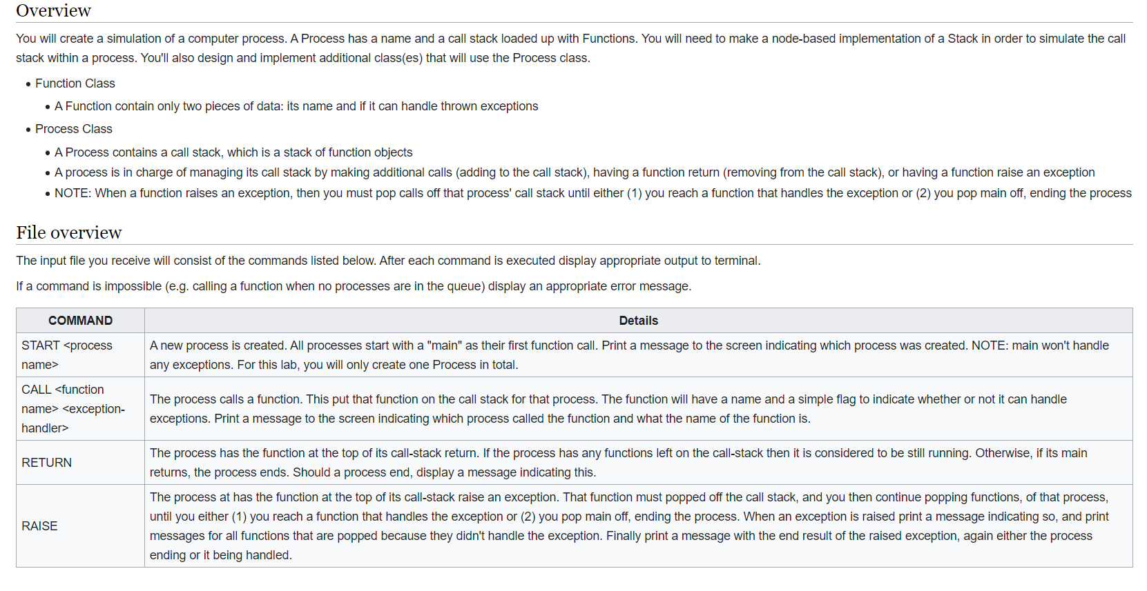 In Python please!!!!!In python please!!!!!!!!!!!!!! stack within a process. You'll also design