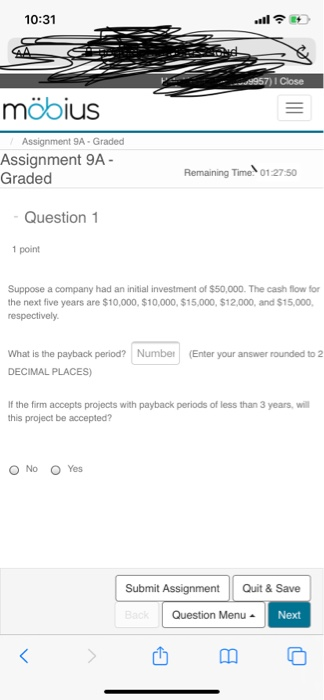  10:31 57) Close mbius Assignment SA-Graded Assignment 9A- Graded Remaining Time