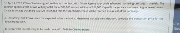 18 Question 14 12 points Save As On April 1, 2020, Cove