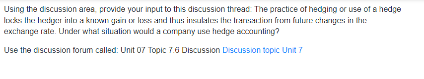  Using the discussion area, provide your input to this discussion thread: