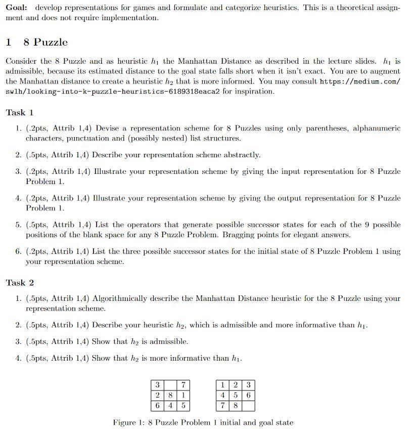  NO implementation needed, just pseudocode theory Goal: develop representations for games