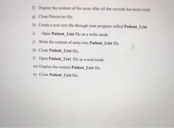 30 patients records from a batch file. Each patient's record has a