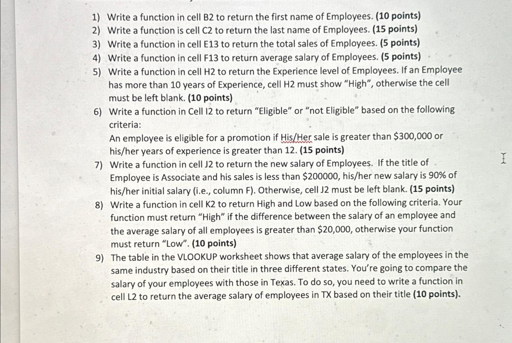  Write a function in cell B2 to return the first name
