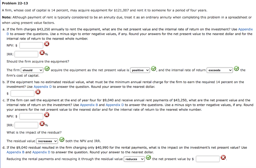 appendix b appendix d Problem 22-13 A firm, whose cost of capital