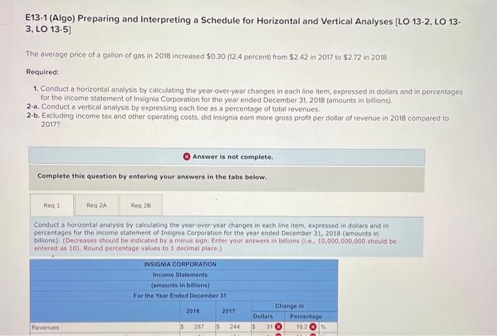  1 E13-1 (Algo) Preparing and Interpreting a Schedule for Horizontal and