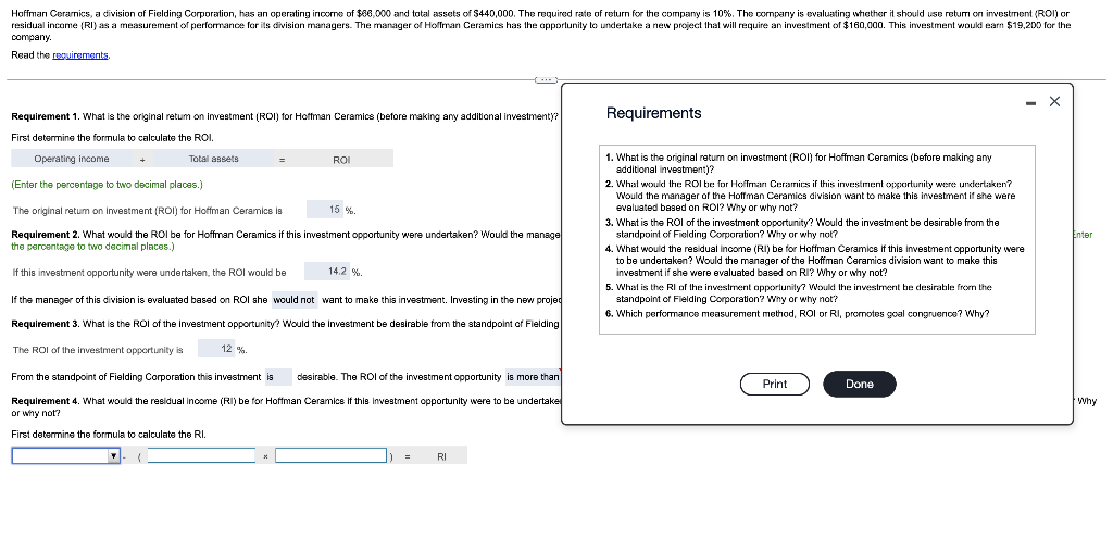  company. Read the revuinements, Requirement 1. What is the original retum