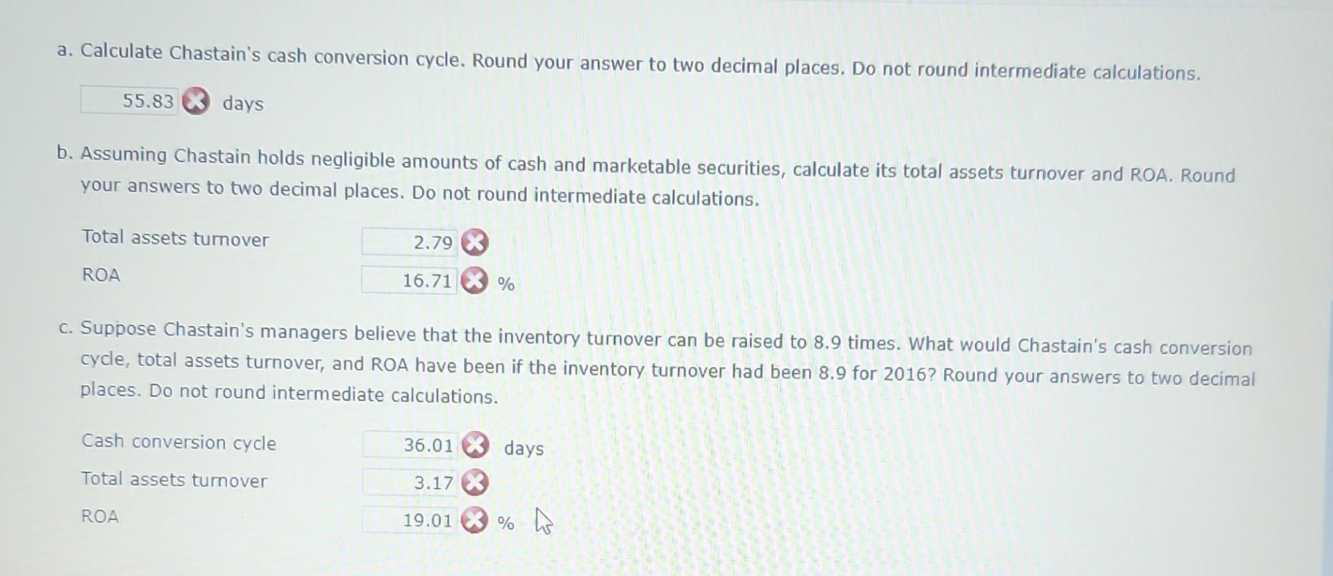 to determine the effect of its inventory turnover ratio and days sales