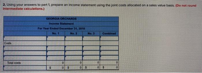 peaches this year. After preparing the following income statement, the company is