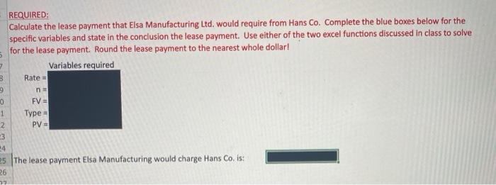 agrees to lease equipment to Hans Co. on May 1, 2020. Elsa