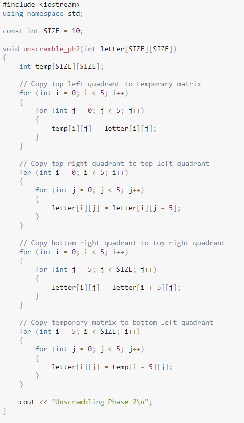 I wrote this programin C++ which divides a 10 x 10 matrix