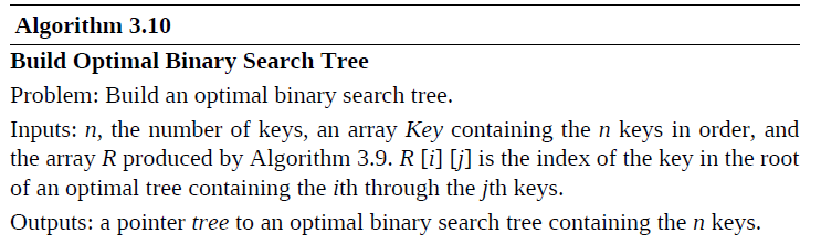 following algorithm constructs a binary tree from the array R. Recall that
