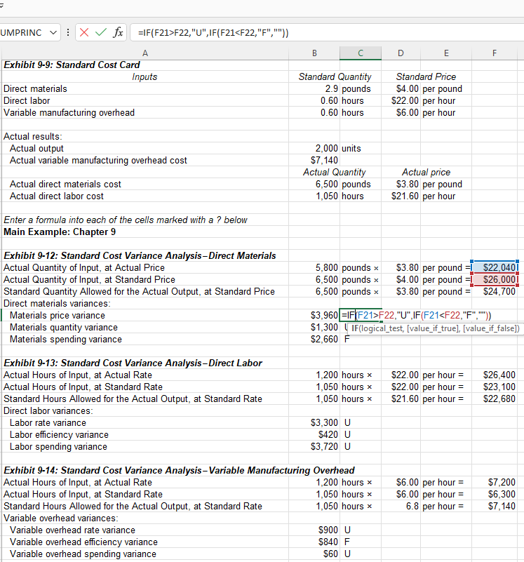"U" for unfavorable, and "None" for no effect (l.e., zero varlance)). a-2.