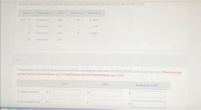  Suppose that Amazon uses a periodic inventory system and reports the