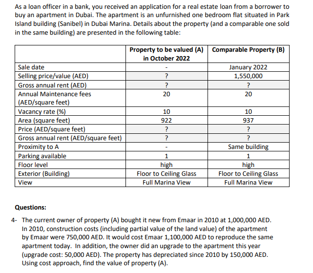 Answer the Question below please only As a loan officer in a