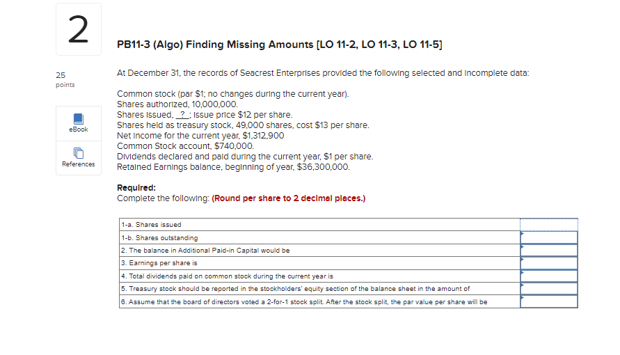  PB11-3 (Algo) Finding Missing Amounts [LO 11-2, LO 11-3, LO 11-5]