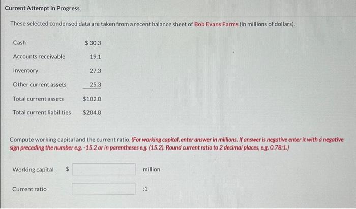  Current Attempt in Progress These selected condensed data are taken from