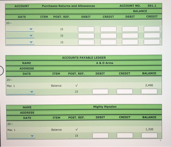 Ledger and Accounts Payable Ledger Using page 3 of a general journal