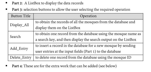 a simple Mosques Management System considering the following: A. The system should