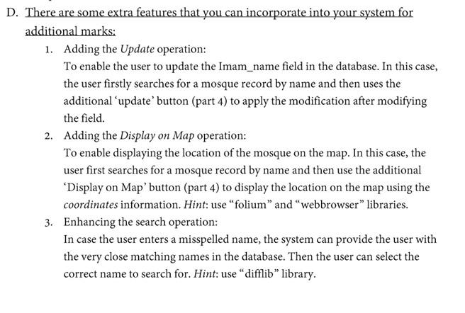suggested structure of the interface The interface contains the following elements: -