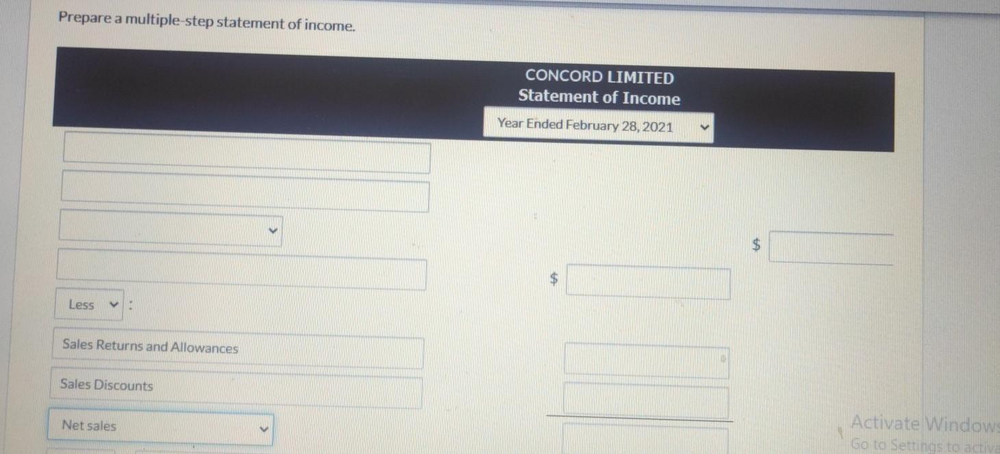 presented for Concord Limited for the year ended February 28, 2021. Concord
