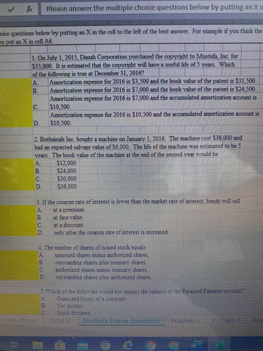  Please answer the multiple choice questions below by putting an Xi!