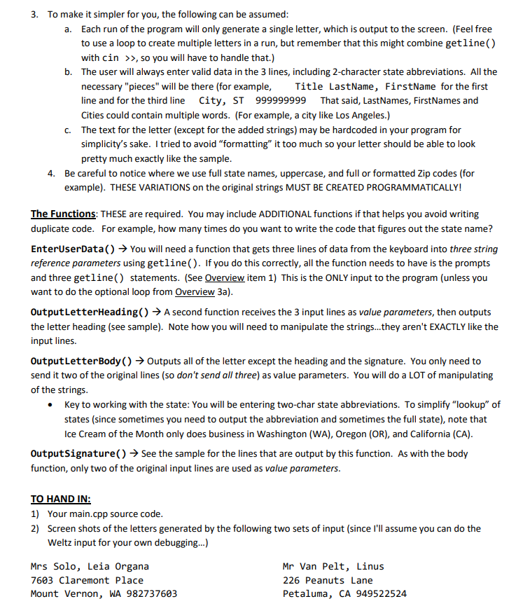 and at where they needed.(Please follow the requirements). Your task is to