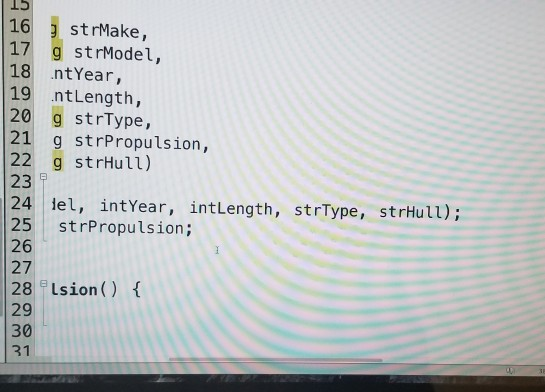 ike; 20 odel; 21 pe; 22 ll; 23 ari 24 Length; 25