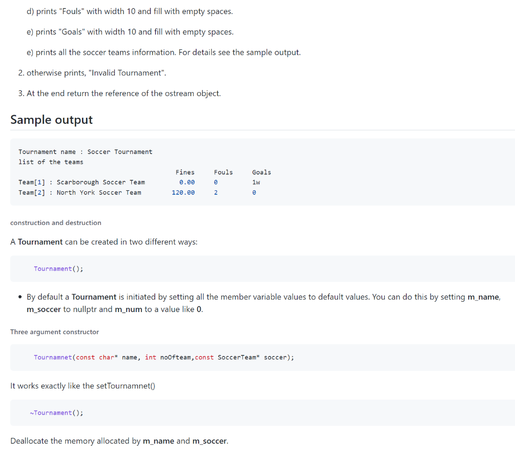 The SoccerTeam module Develop this module in two files named soccerTeam.h and
