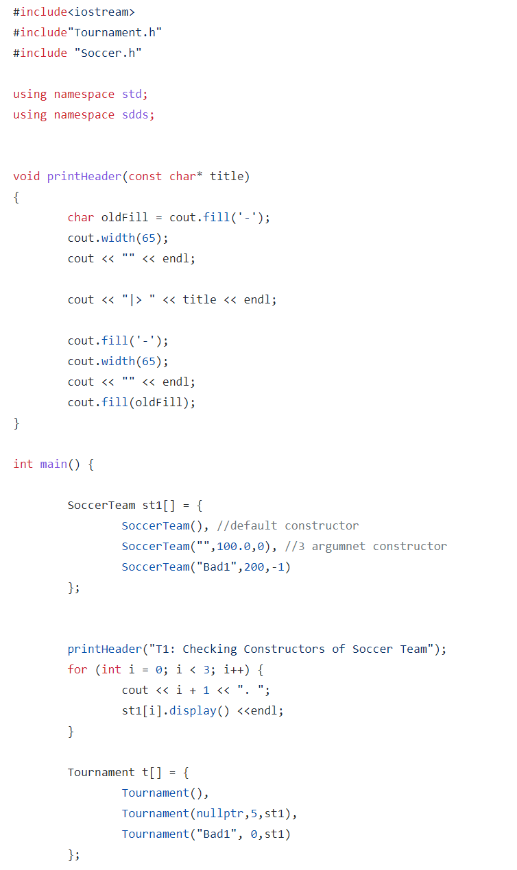 soccerTeam.cpp. Create a structure named soccerTeam and the structure should have the