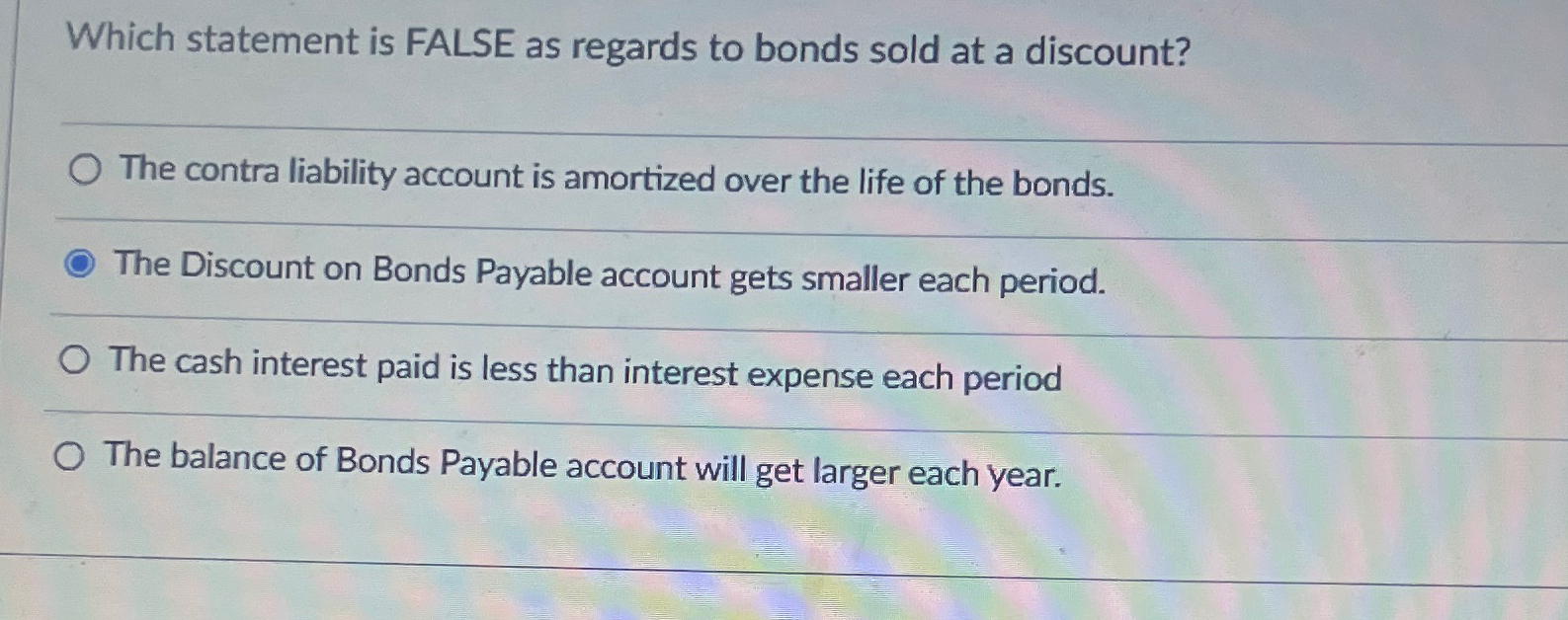  Which statement is FALSE as regards to bonds sold at a
